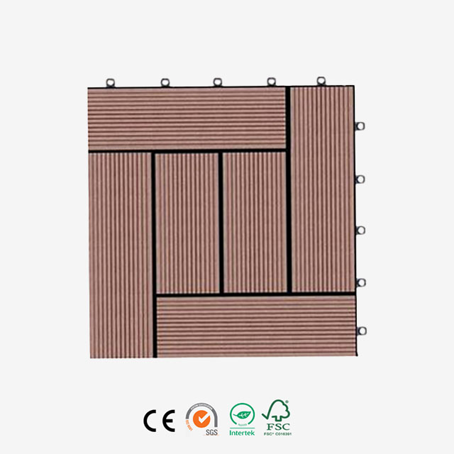 6 panneaux composites en bois et plastique emboîtables DIY WPC carrelages extérieurs